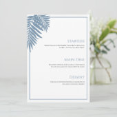 Blauwe Palm Bruiloft Menu 5"X7" (Staand voorkant)