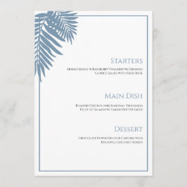 Blauwe Palm Bruiloft Menu 5"X7"