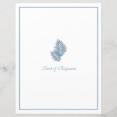 Blauwe Palm Bruiloft Menu Kaart 8 1/2" X 11" (Achterkant)