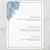 Blauwe Palm Bruiloft Menu Kaart 8 1/2" X 11" (Voorkant)