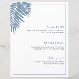Blauwe Palm Bruiloft Menu Kaart 8 1/2" X 11"
