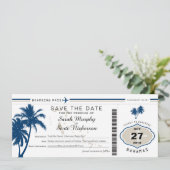 Blauwe palm die de weg van de Pass Bahamas sparen  Save The Date (Staand voorkant)