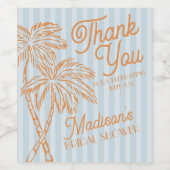 Blauwe Palm Lente Pastel Strand Bruidsfeest Favore Wijn Etiket (Enkel label)