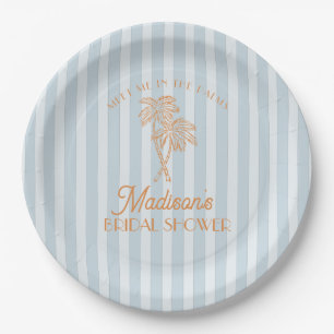 Blauwe Palm Lente Pastel Strand Bruidsmeisjes Brui Papieren Bordje