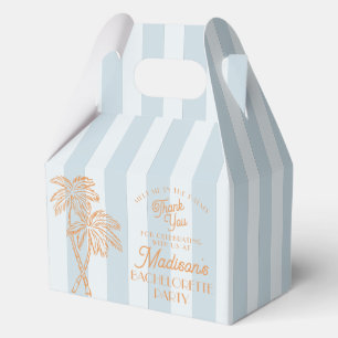 Blauwe Palm Lente Pastel Strand Meisjesuitje Party Bedankdoosjes