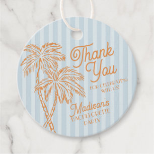 Blauwe Palm Lente Pastel Strand Meisjesuitje Party Bedankjes Labels