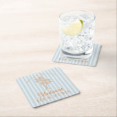 Blauwe Palm Lentekleur Strand Bruidsdiner Kartonnen Onderzetters (Insitu)