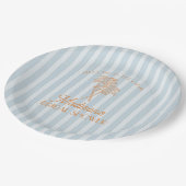 Blauwe Palm Lentekleur Strand Bruidsdiner Papieren Bordje (Gekanteld)