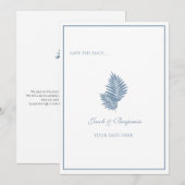 Blauwe Palm Plat Save The Date Kaart (Voorkant / Achterkant)