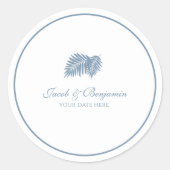 Blauwe Palm ronde Sticker (Voorkant)