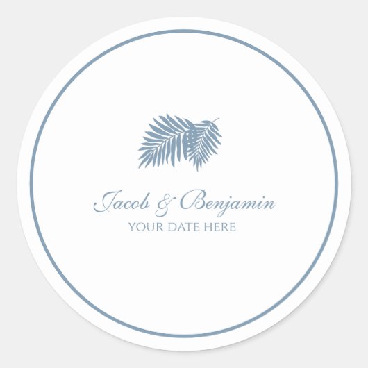 Blauwe Palm ronde Sticker (Voorkant)