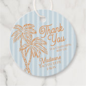 Blauwe Palm Spring Pastelkleurige Strand Bruidsfee Bedankjes Labels (Voorkant)
