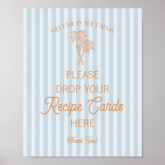 Blauwe Palm Springs Beach Deel een recept Bruiloft Poster (Voorkant)