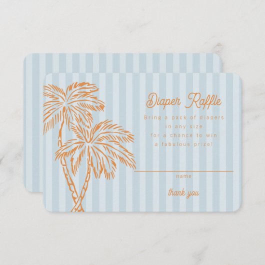 Blauwe Palm Springs Pastel Luier Raffle Insert Informatiekaartje (Voorkant / Achterkant)