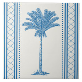 Blauwe Palm Tree Silhouette Kust Tropisch Tegeltje
