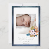 Blauwe palmbladeren |Feathers 2 Photo Baby Boy Bir Aankondiging (Achterkant)