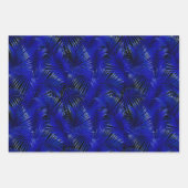 Blauwe palmbladeren op zwart tropisch inpakpapier vel (Voorkant)