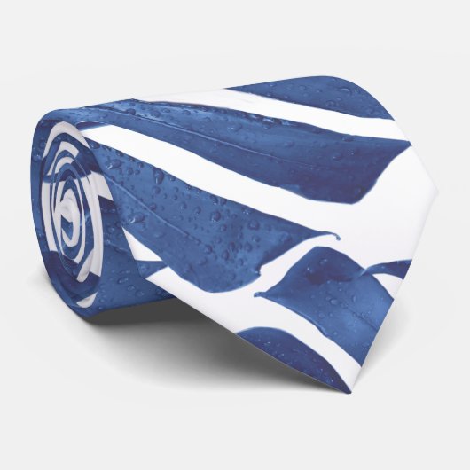 Blauwe palmbladeren stropdas (Opgerold)