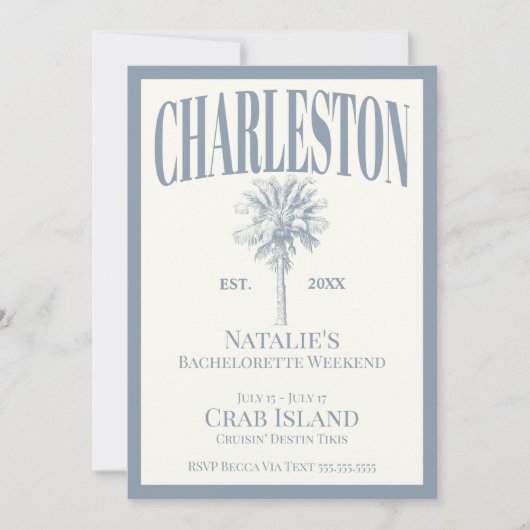 Blauwe palmbomen Charleston kustvrijgezellenfeest Kaart (Voorkant)