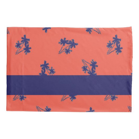 Blauwe palmbomen op roze kussensloop (Achterkant)