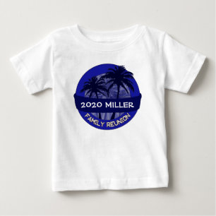 Blauwe palmboom aangepaste jaarnaam reünie shirt