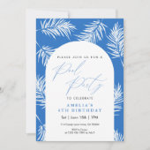 Blauwe Palmboom Aquarel Pool Feest Kaart (Voorkant)