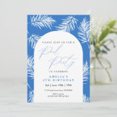 Blauwe Palmboom Aquarel Pool Feest Kaart (Staand voorkant)