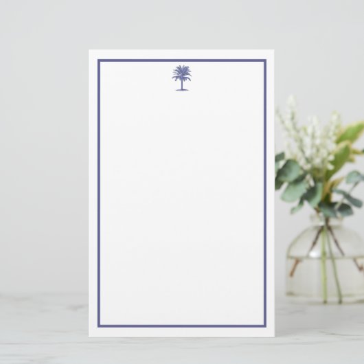 Blauwe palmboom briefpapier (Staand voorkant)