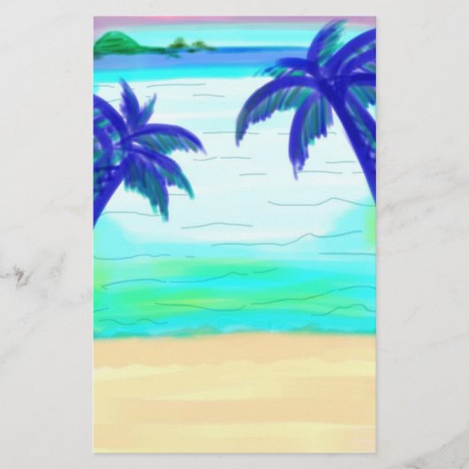 Blauwe palmboom briefpapier papier (Voorkant)