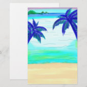 Blauwe palmboom briefpapier papier (Voorkant / Achterkant)