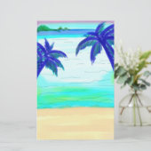 Blauwe palmboom briefpapier papier (Staand voorkant)