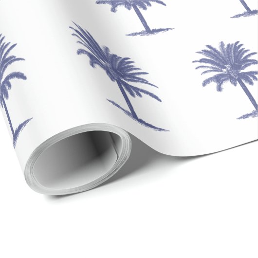 Blauwe palmboom cadeaupapier (Rol Hoek)