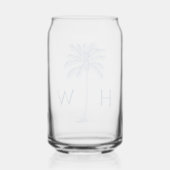Blauwe palmboom monogram blikvorm glas (Achterkant)