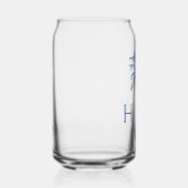 Blauwe palmboom monogram blikvorm glas (Rechts)