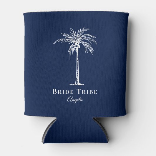 Blauwe palmboom van de Tribe Navy Blue Blikjeskoeler (Voorkant)