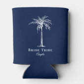 Blauwe palmboom van de Tribe Navy Blue Blikjeskoeler (Achterkant)