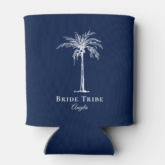 Blauwe palmboom van de Tribe Navy Blue Blikjeskoeler (Achterkant)