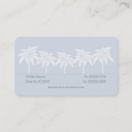 Blauwe palmen Silhouetten Visitekaartje (Achterkant)
