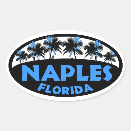 Blauwe palmen uit Napels Florida Ovale Sticker (Voorkant)