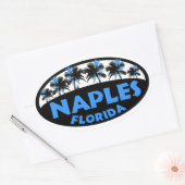 Blauwe palmen uit Napels Florida Ovale Sticker (Envelop)