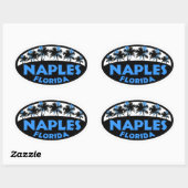 Blauwe palmen uit Napels Florida Ovale Sticker (Vel)