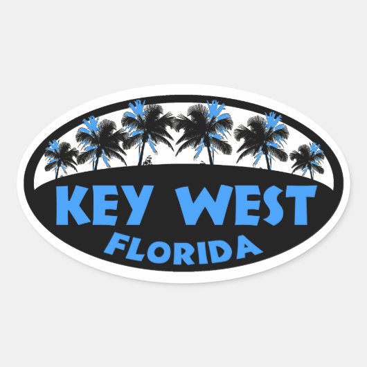 Blauwe palmen uit West Florida Ovale Sticker (Voorkant)
