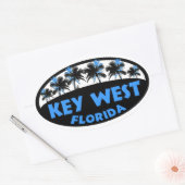 Blauwe palmen uit West Florida Ovale Sticker (Envelop)