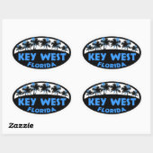 Blauwe palmen uit West Florida Ovale Sticker (Vel)