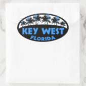 Blauwe palmen uit West Florida Ovale Sticker (Tas)