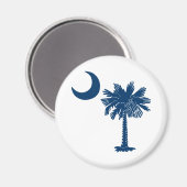 Blauwe Palmetto op Witte Magneet (Voorkant / Achterkant)