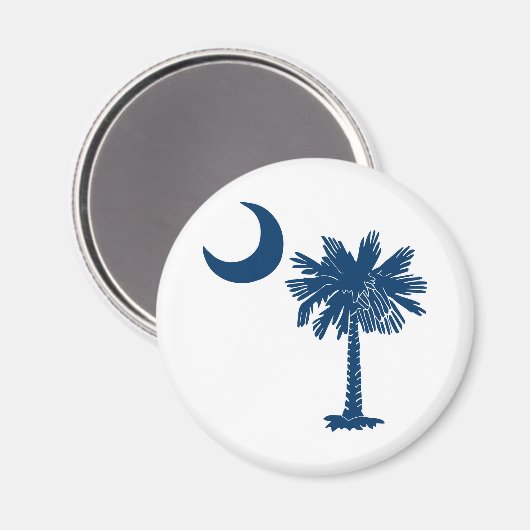 Blauwe Palmetto op Witte Magneet (Voorkant / Achterkant)