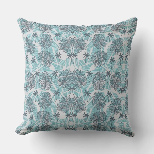 Blauwe palmleder naadloze piloot buitenkussen (Voorkant)