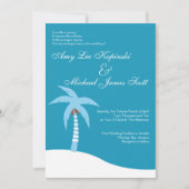 BLAUWE PALMTREE CARIBBEAN DESTINATION WEDING KAART (Voorkant)