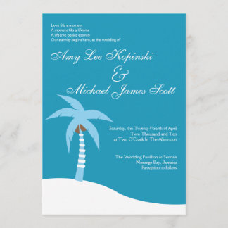 BLAUWE PALMTREE CARIBBEAN DESTINATION WEDING KAART